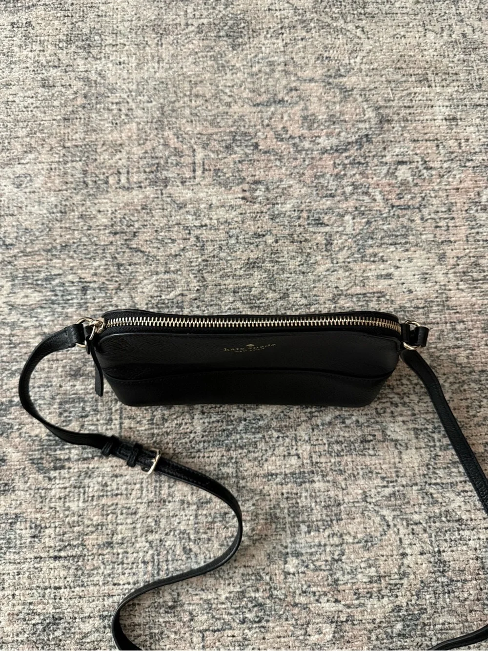 kate spade Black Pebbled Leather Crossbody Bag with Gold Logo